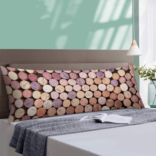 MEIKKO Wine Corks Body Pillow Cover with Zipper 20x54