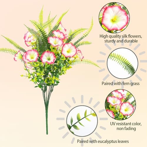 HIAGROW 12 Bundle Pink Artificial Flowers with Fern