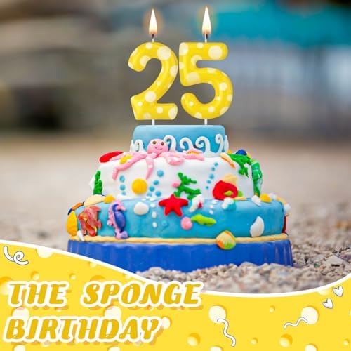 Cute Yellow Dot Sponge Birthday Candle 25