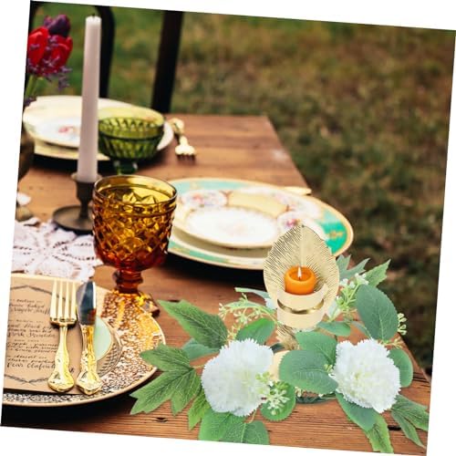 Alipis Pink Artificial Flower Garland Candle Holder