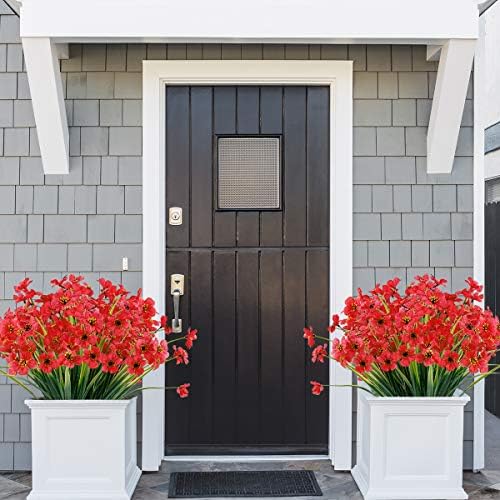 ZEOSTARO 20 Bundles Artificial Deep Red Flowers