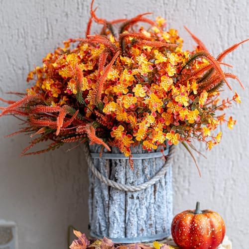AXYLEX Artificial Fall Flowers - 16 Bundles UV Resistant Faux Mums