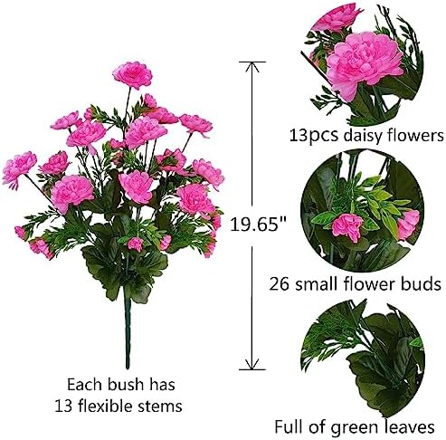Pack of 4 Artificial Gerbera Daisy Bushes Pink