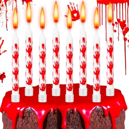 Gulfmew 12 Pcs Bloody Handprint Birthday Candles 1