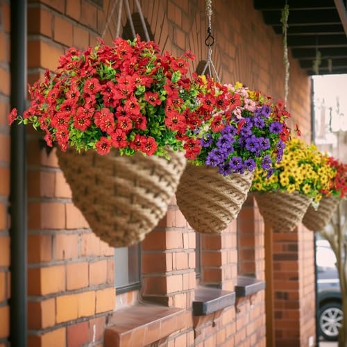 10 Bundles Artificial Faux Flowers for Outdoor Decor