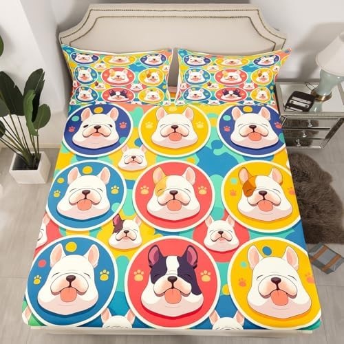 Castle Fairy Cute Dogs Fitted Sheet Twin Size