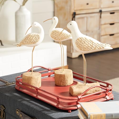 Deco 79 White Polystone Bird Sculptures Set of 3