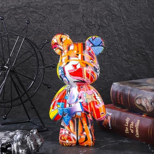 Zige Lily Bear Statue Resin Graffiti Sculpture