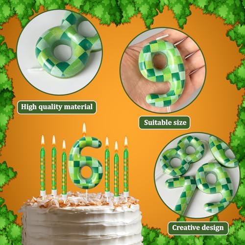 Zlongron 13 Piece Green Pixel Birthday Candles