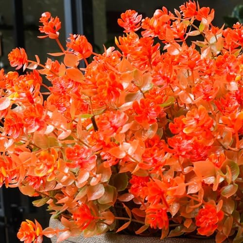 MEHUKAII 12 Bundles Artificial Fall Flowers - Orange