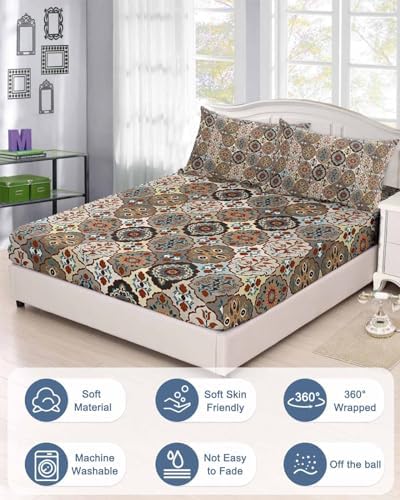 King Fitted Sheet Deep Pocket Bed Sheet Set with Elastic