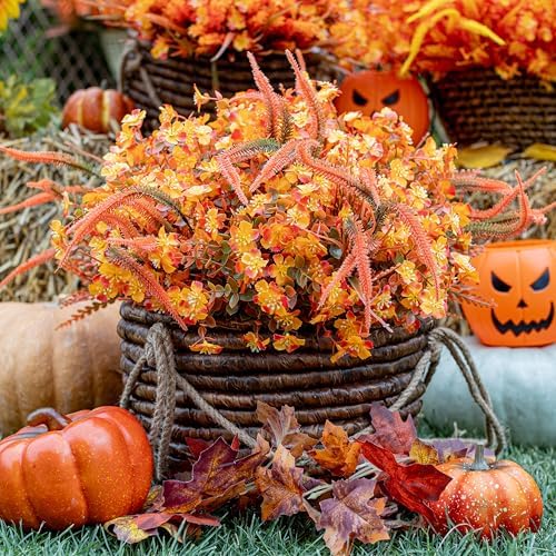 AXYLEX Artificial Fall Flowers - 16 Bundles UV Resistant Faux Mums