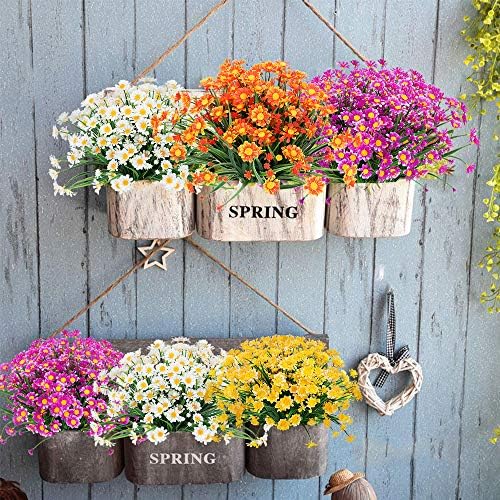 TEMCHY 8 Bundles UV Resistant Artificial Daisies Decor