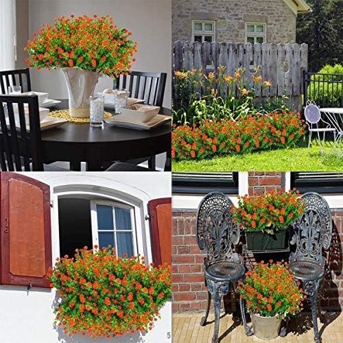 ZWYOQI 8 Pack Artificial Orange Flowers UV Resistant Decor
