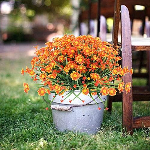 TEMCHY 8 Bundles UV Resistant Artificial Daisies Decor