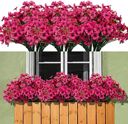 15 Bundles Fuchsia Artificial Flowers Outdoor UV Resistant