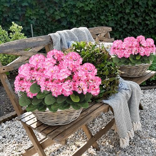 3 Pcs Artificial Pink Geraniums for Garden Decor