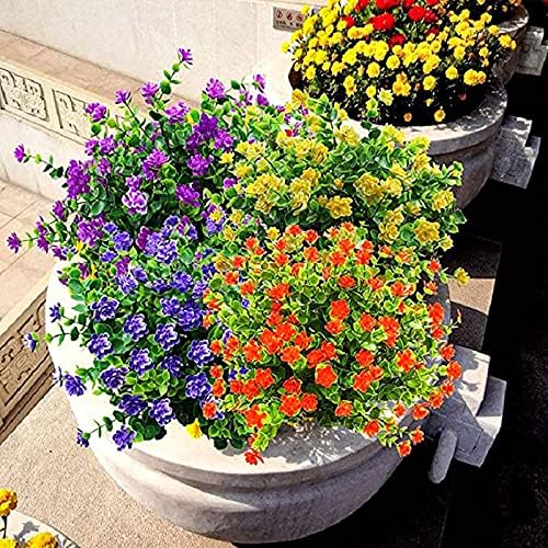 10 Bundles Artificial Pink Flowers for Outdoor Decor