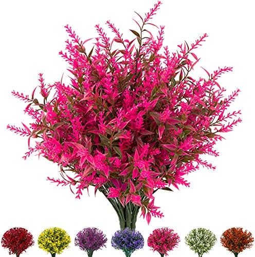 NOV FIRE Outdoor Artificial Lavender Flowers Pink 20 Bundles
