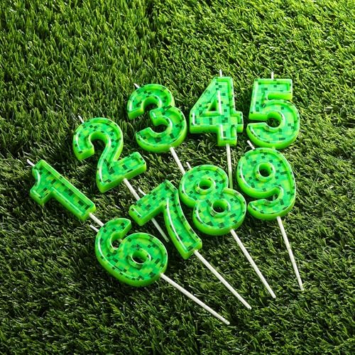 PHD CAKE 276 Inch Pixel Birthday Candles Green Number