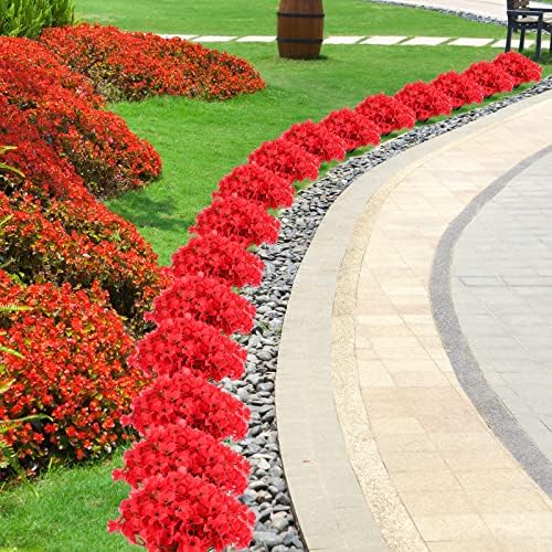 Jutom 24 Pcs Artificial Hydrangea Flowers Red UV Resistant 1