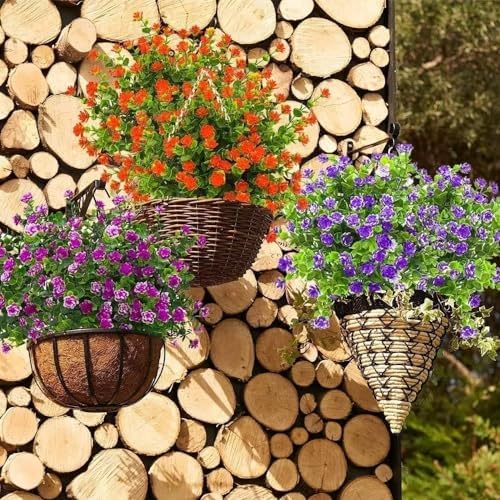 KLUFO Artificial Flowers 4Pack UV Resistant Home Decor