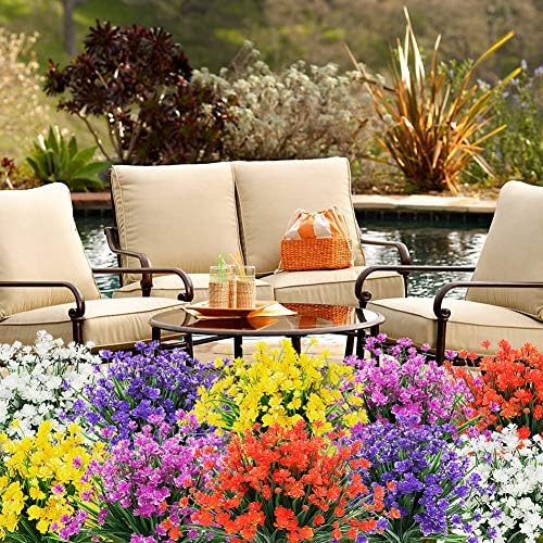 ArtBloom 8 Bundles Artificial Flowers Orange Red