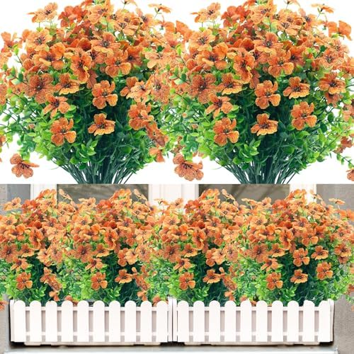 NOV FIRE Artificial Flowers Outdoor Decor Orange Red