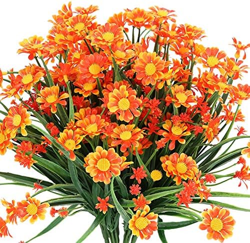 TEMCHY 8 Bundles UV Resistant Artificial Daisies Decor