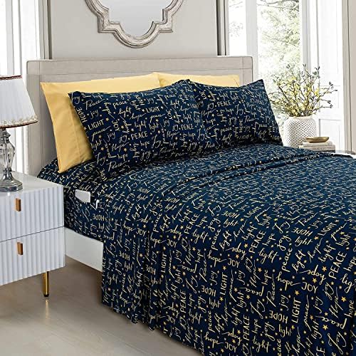 Elegant Comfort Holiday Printed 4-Piece Sheet Set