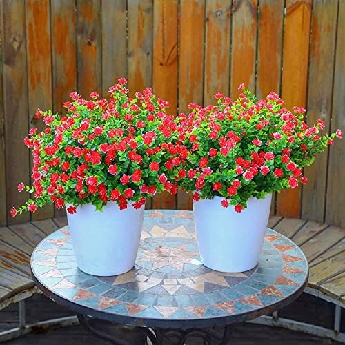 Momkids Artificial Plants Outdoor 10pcs UV Resistant Faux Greenery