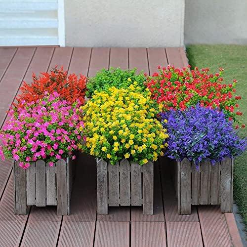 Momkids Artificial Plants Outdoor 10pcs UV Resistant Faux Greenery
