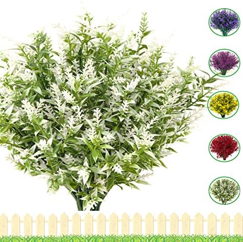 HDZWBNFY Artificial Flowers 12 Bunches UV Resistant White