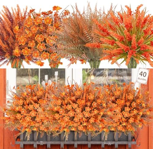 TORONTOKYO 40 Bundle Artificial Fall Flowers UV Resistant