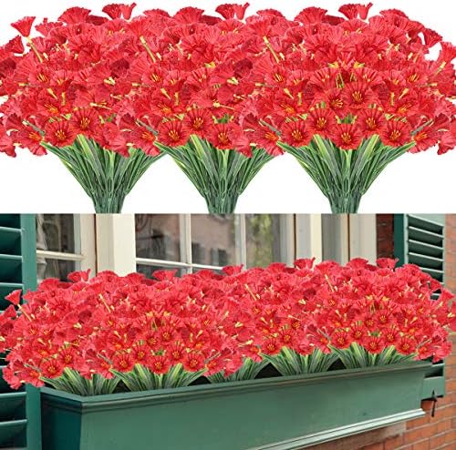 ZEOSTARO Artificial Flowers 12 Bundles Deep Red 1