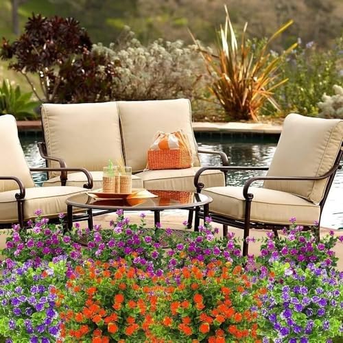 KLUFO Artificial Flowers 4Pack UV Resistant Home Decor