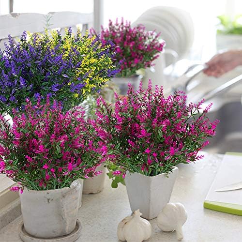 24 Bundles Artificial Lavender Flowers UV Resistant Faux Plants