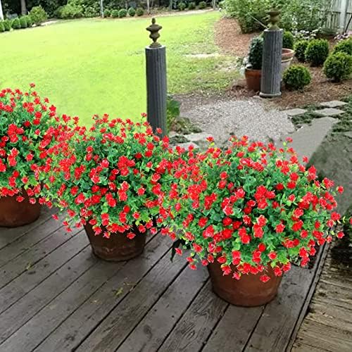 Momkids Artificial Plants Outdoor 10pcs UV Resistant Faux Greenery