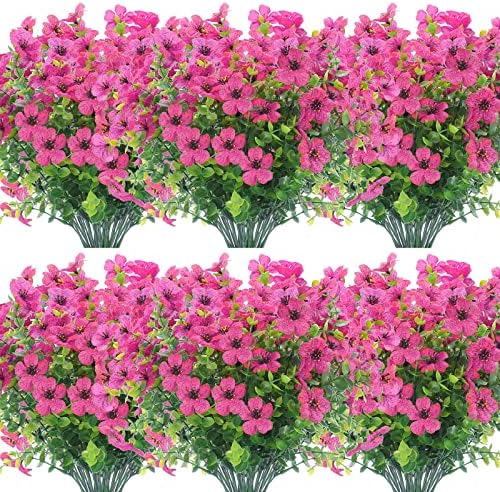 XEOLIAN 12-Pack UV Resistant Artificial Flowers Decor