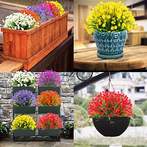 NOV FIRE Artificial Flowers 20 Bundles UV Resistant Red Daffodils