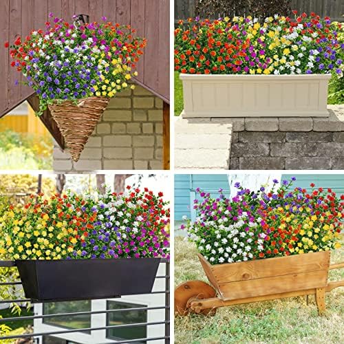 Dremisland 10 Bundles UV Resistant Artificial Deep Red Boxwood Flowers