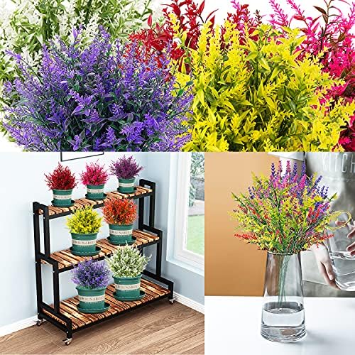 HDZWBNFY Artificial Flowers 12 Bunches UV Resistant White