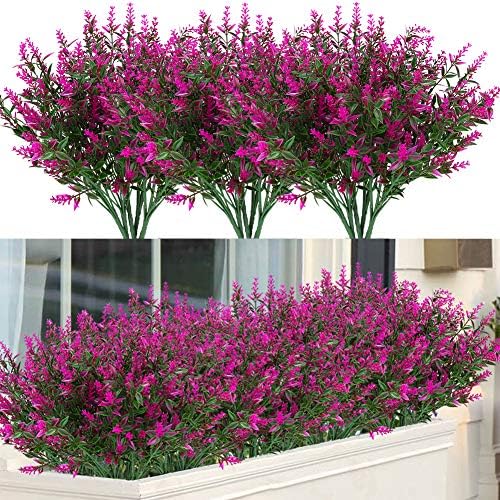 24 Bundles Artificial Lavender Flowers UV Resistant Faux Plants