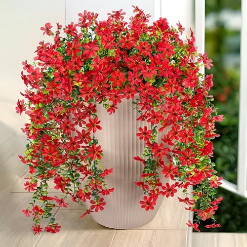 Hrobek Artificial Hanging Flowers Red Spring Decor