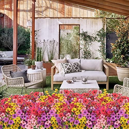 10 Pcs Artificial Flowers Set for Outdoor Decor