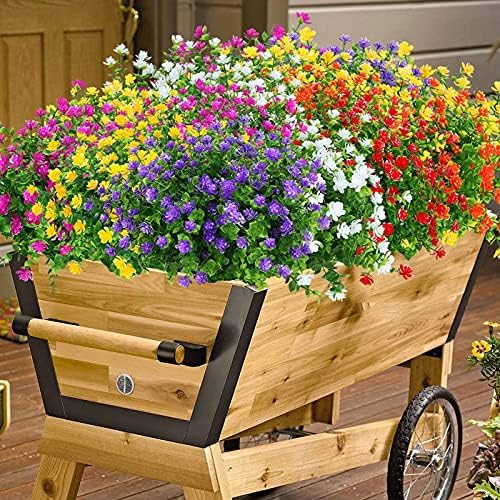 10 Bundles Artificial Pink Flowers for Outdoor Decor