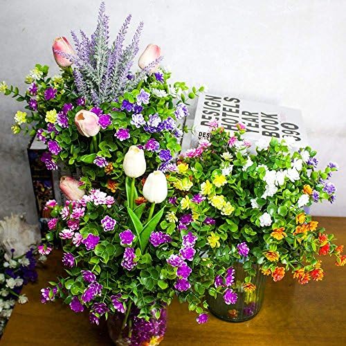 YOSICHY Artificial Flowers 6 Bundles UV Resistant Outdoor Decor