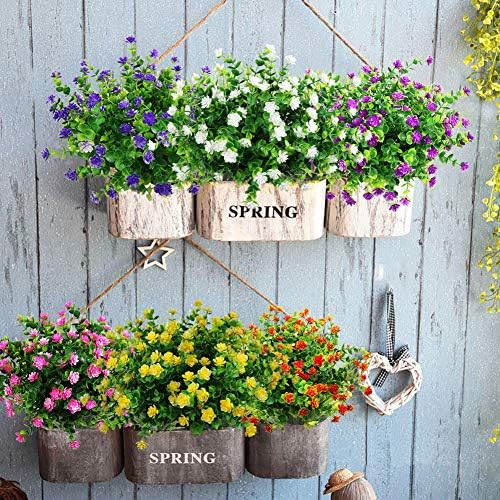 YOSICHY Artificial Flowers 6 Bundles UV Resistant Outdoor Decor
