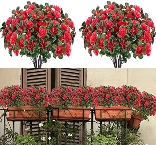 GTIDEA 8pcs Red Artificial Geraniums for Outdoor Decor