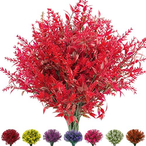 NOV FIRE Outdoor Artificial Lavender Flowers 20 Bundles Red